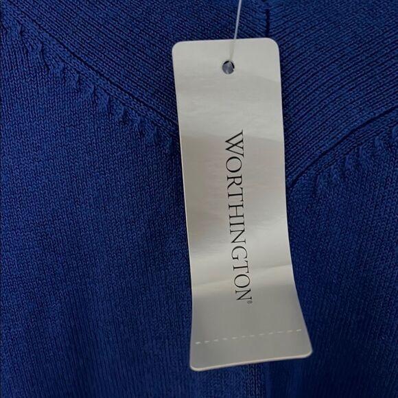 Worthington Thunder Blue Long Sleeve V Neck Fine Knit Sweater NWT Super … - Picture 5 of 11